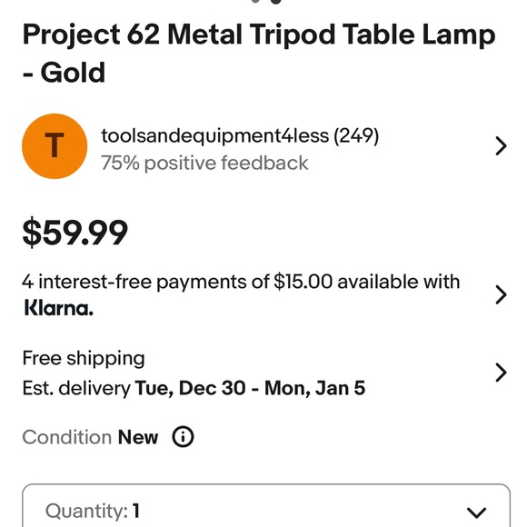 PROJECT 62 • Elegant Gold Brass Dome Shade Metal Table Lamp - Picture 8 of 13